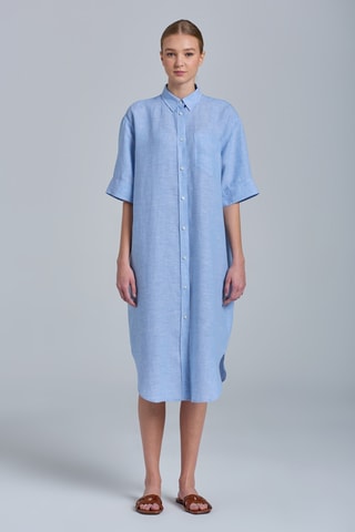 Linnen Blouse-jurk Regular Fit - Lichtblauw