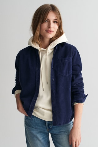 Velours Blouse Regular Fit - Marineblauw