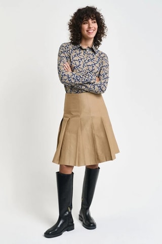 Blouse Regular Fit - Marineblauw en Beige