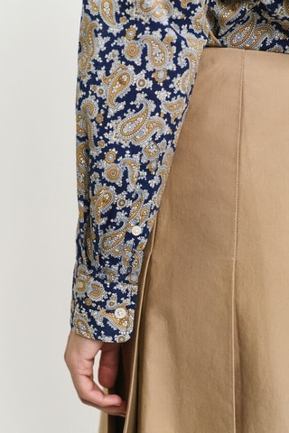 Blouse Regular Fit - Marineblauw en Beige