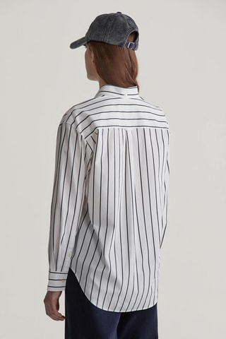 Biologisch Katoenen Blouse - Wit en Marineblauw