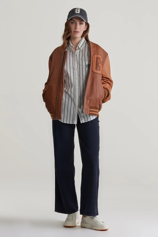 Biologisch Katoenen Blouse - Wit en Marineblauw