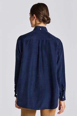 Zijde Blouse Relaxed Fit - Marineblauw