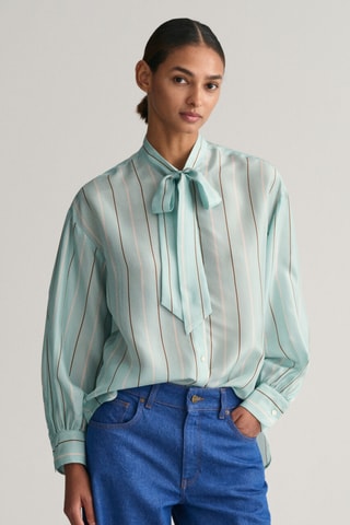 Zijde Geknoopte Blouse Relaxed Fit - Turquoise