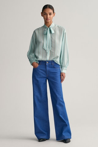 Zijde Geknoopte Blouse Relaxed Fit - Turquoise