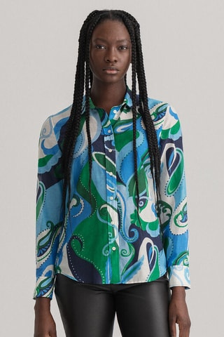 Zijde Blouse Regular Fit - Blauw