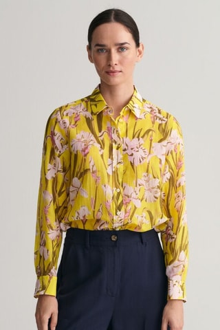 Zijde Blouse Regular Fit - Geel