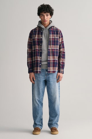 Overhemd Regular Fit - Marineblauw en Bordeauxrood