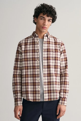 Overhemd Regular Fit - Beige en Bruin