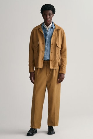 Linnen Jasje Relaxed Fit - Beige en Mosterdgeel