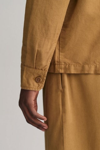 Linnen Jasje Relaxed Fit - Beige en Mosterdgeel