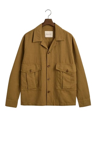 Linnen Jasje Relaxed Fit - Beige en Mosterdgeel