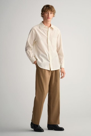Zijde Overhemd Relaxed Fit - Crèmekleurig
