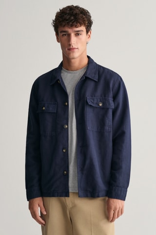 Linnen Jasje Relaxed Fit - Marineblauw