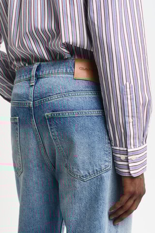 Overhemd Regular Fit - Wit en Bordeauxrood