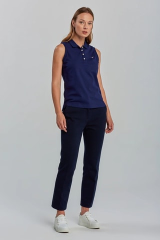 Mouwloze Polo Slim Fit - Marineblauw