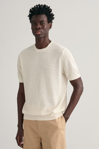 Linnen T-shirt Regular Fit - Crèmekleurig