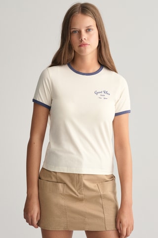 T-shirt Slim Fit - Crèmekleurig