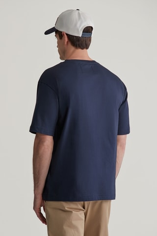 Biologisch Katoenen T-shirt - Marineblauw en Rood