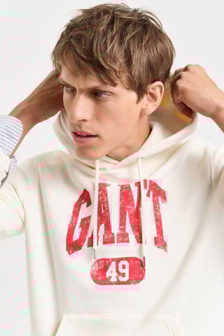 Sweater regular met capuchon - Crèmekleurig