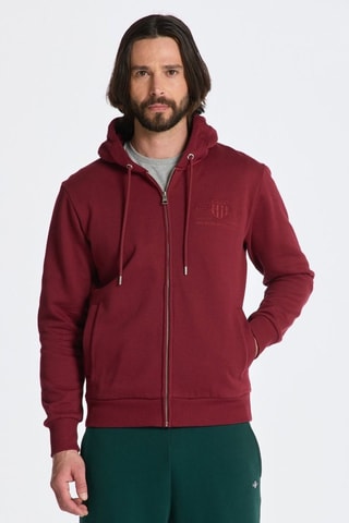 Sweater regular met capuchon - Bordeauxrood