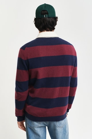 Wollen Sweater - Bordeauxrood en Marineblauw