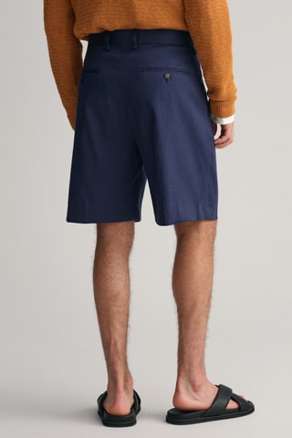 Regular Linnen Short - Marineblauw