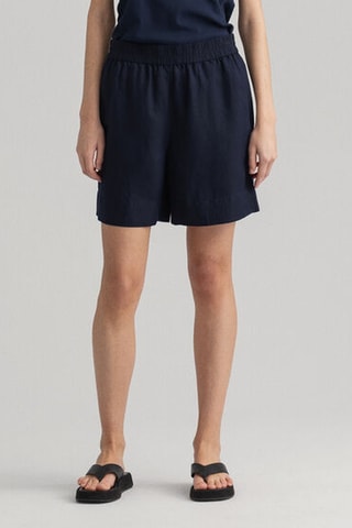 Linnen Short Relaxed Fit - Marineblauw