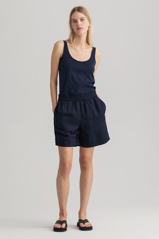 Linnen Short Relaxed Fit - Marineblauw