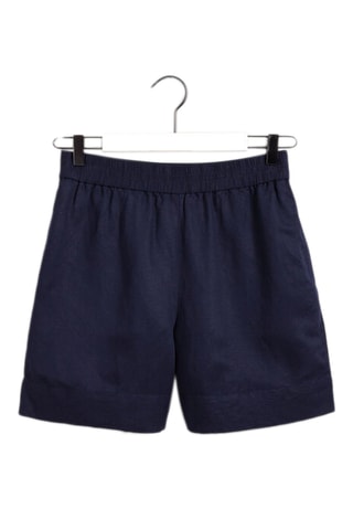 Linnen Short Relaxed Fit - Marineblauw