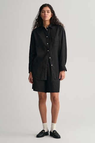 Linnen Short Relaxed Fit - Zwart