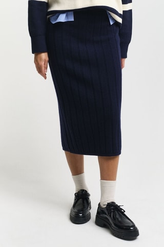 Lamswollen Midirok - Marineblauw