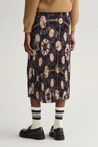 Geplooide Midirok Hoge Taille - Marineblauw