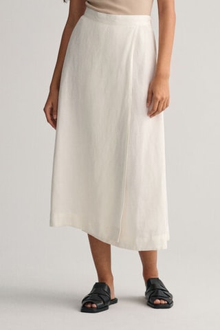 Linnen Midi-Wikkelrok - Ecru