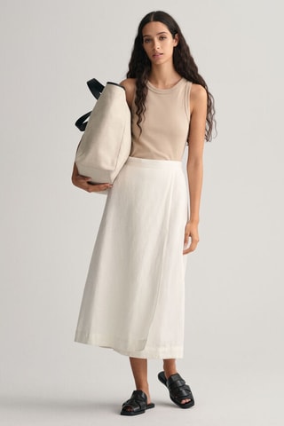 Linnen Midi-Wikkelrok - Ecru
