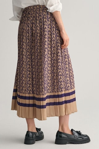 Geplooide Midi-jurk Halfhoge Taille - Beige en Paars