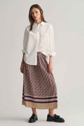 Geplooide Midi-jurk Halfhoge Taille - Beige en Paars