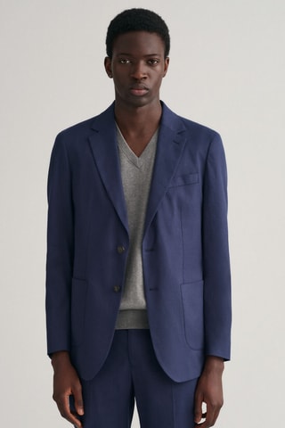 Linnen Blazer Slim Fit - Blauw