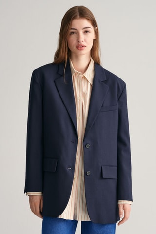Oversized Wollen Blazer - Marineblauw