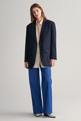 Oversized Wollen Blazer - Marineblauw