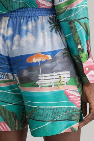 Zijden Short - Zeegroen en Blauw