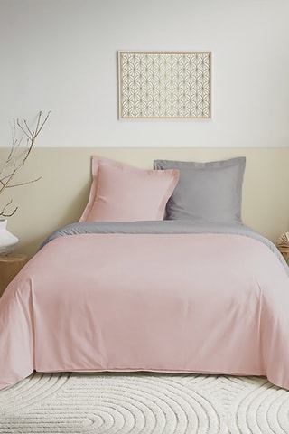 Parure copripiumino double face in cotone 57 fili/cm² - Rosa e grigio