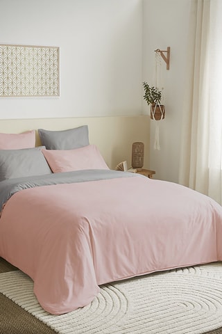 Parure copripiumino double face in cotone 57 fili/cm² - Rosa e grigio