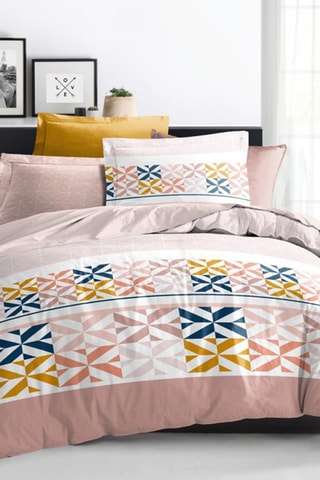 Conjunto de edredão em algodão 57 fios/cm² - Rosa e amarelo