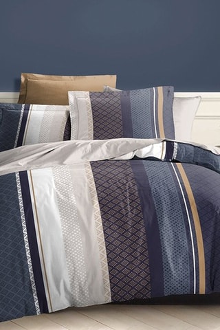 Conjunto de edredão em algodão 57 fios/cm² - Azul e branco