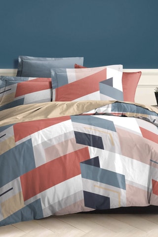 Conjunto de edredão reversível em algodão 57 fios/cm² - Vermelho e azul