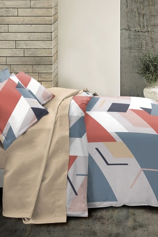 Conjunto de edredão reversível em algodão 57 fios/cm² - Vermelho e azul