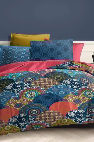 Conjunto de edredão em algodão 57 fios/cm² - Azul e rosa