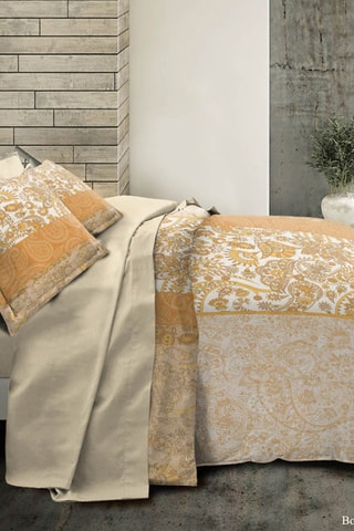 Conjunto de edredão reversível em algodão 57 fios/cm² - Amarelo