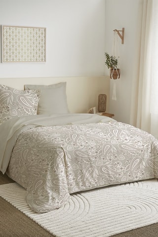 Parure lenzuola in cotone 57 fili/cm² - Beige e taupe